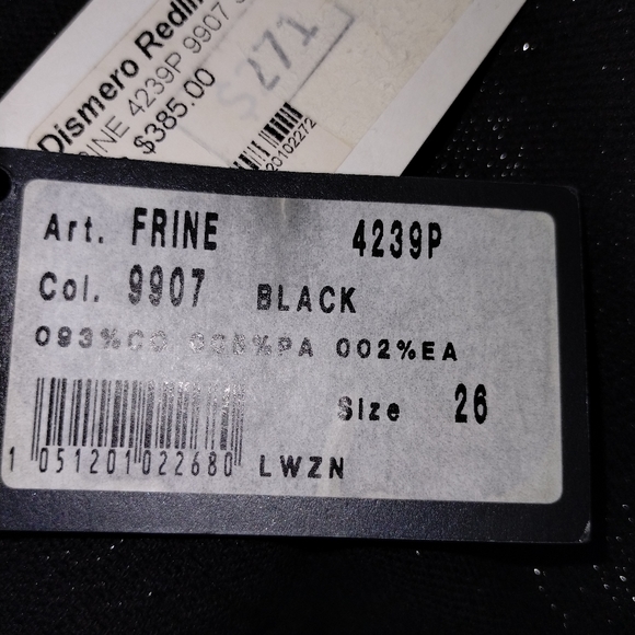 Dismero Redline metallic sparkly black jeans, size 26, midrise, straight leg - Picture 4 of 10